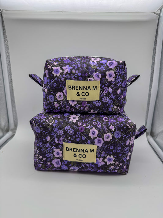 Purple Floral Quilted Pouch