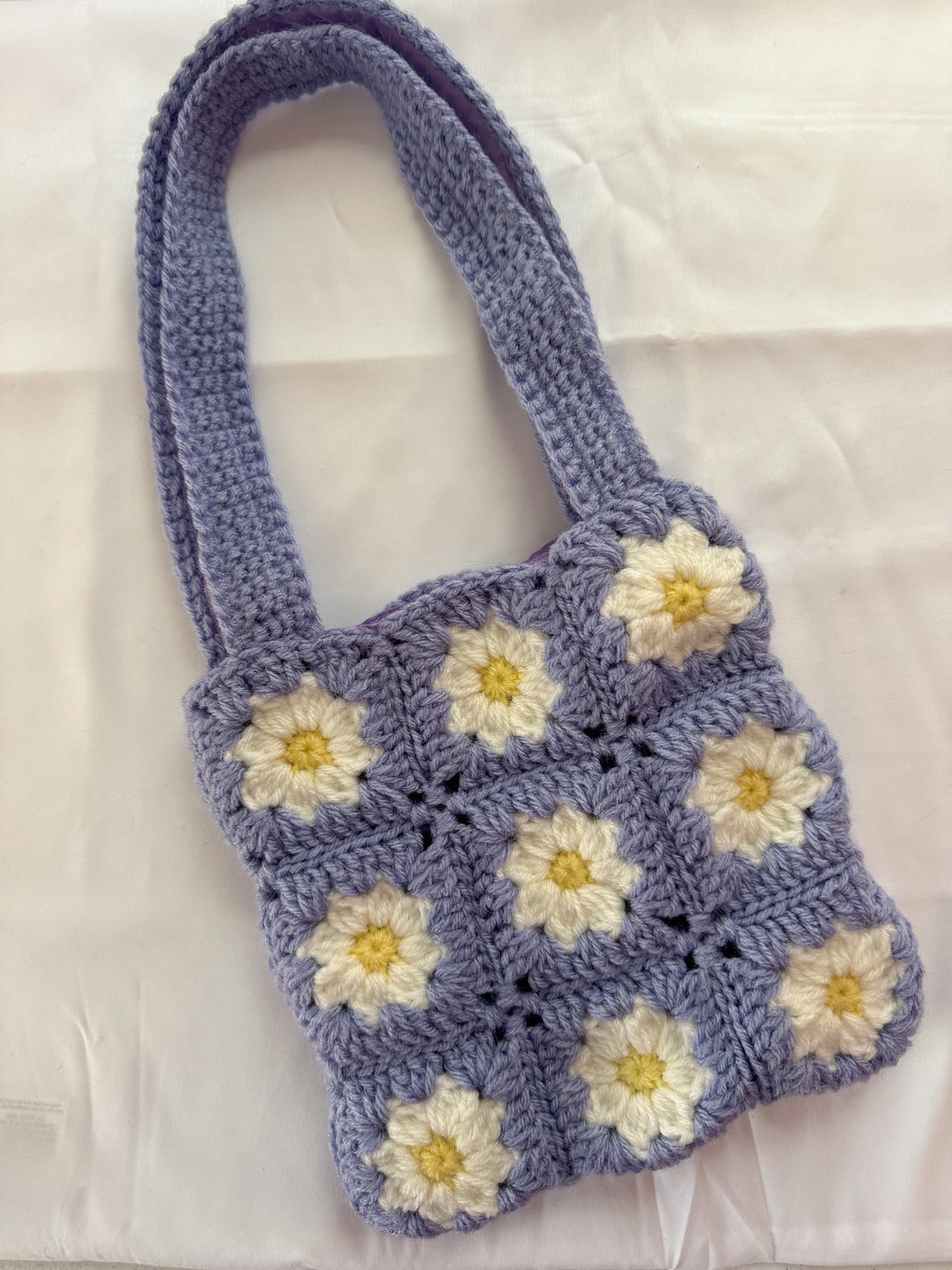 Mini Purple Daisy Crochet Bag