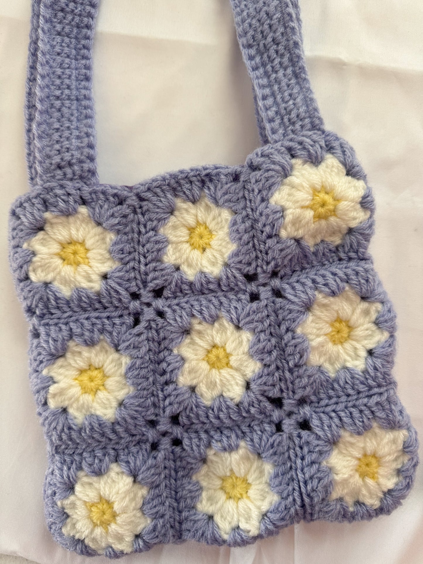 Mini Purple Daisy Crochet Bag