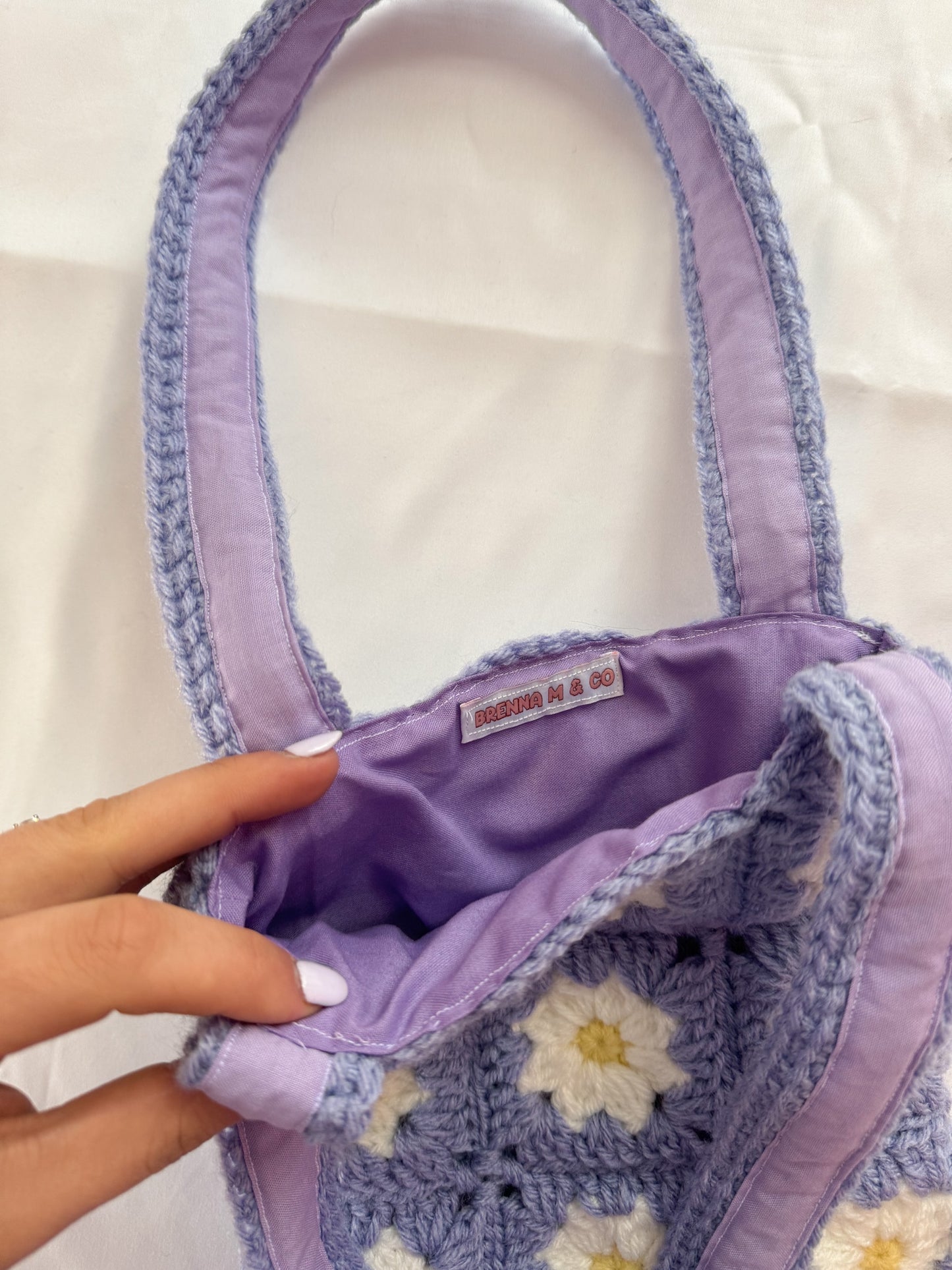 Mini Purple Daisy Crochet Bag