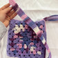 Monochrome Purple Crochet Crossbody Bag