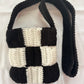 Mini Black & White Checkered Crochet Bag