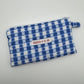 Mini Daisy Blue Checkered Quilted Zipper Pouch