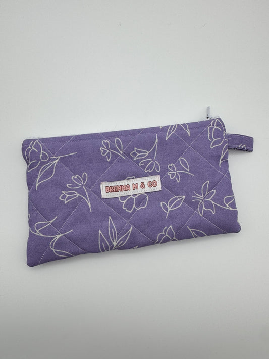 Mini Purple & White Flowers Zipper Pouch
