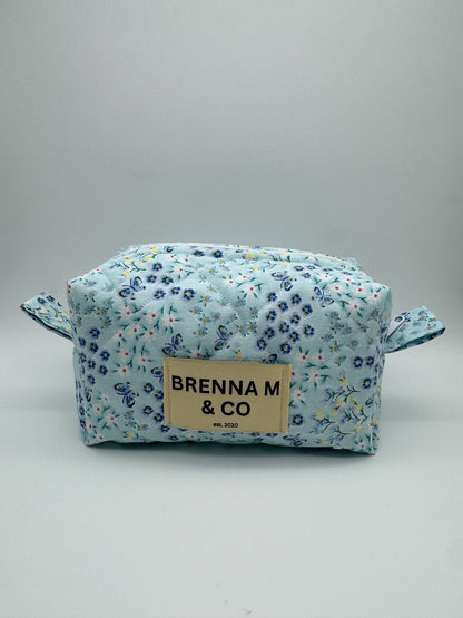 Blue Butterfly Quilted Pouch