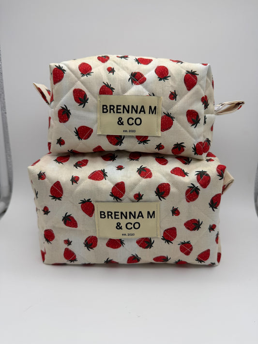 Strawberries & Cream Quilted Pouch