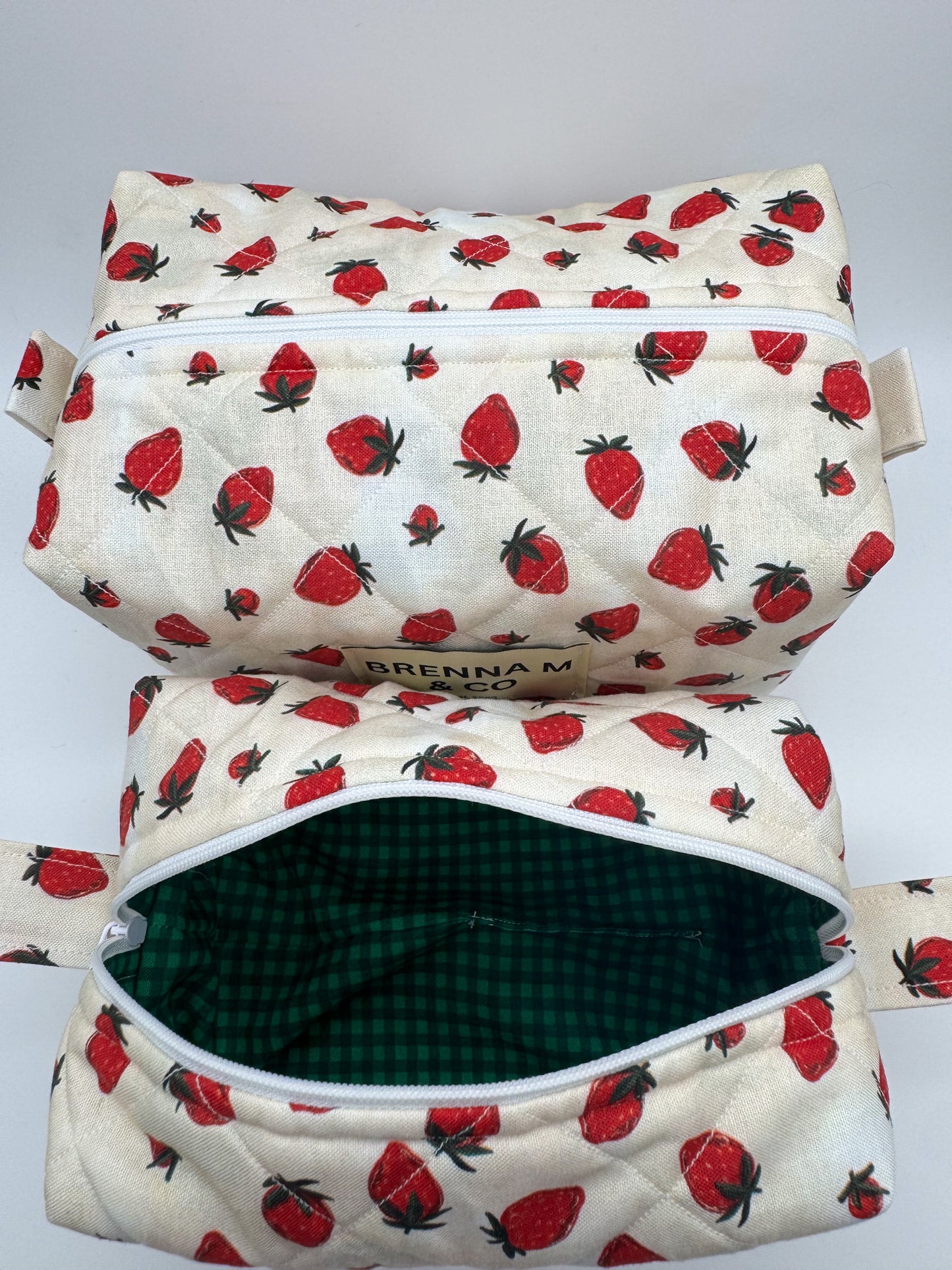 Strawberries & Cream Quilted Pouch