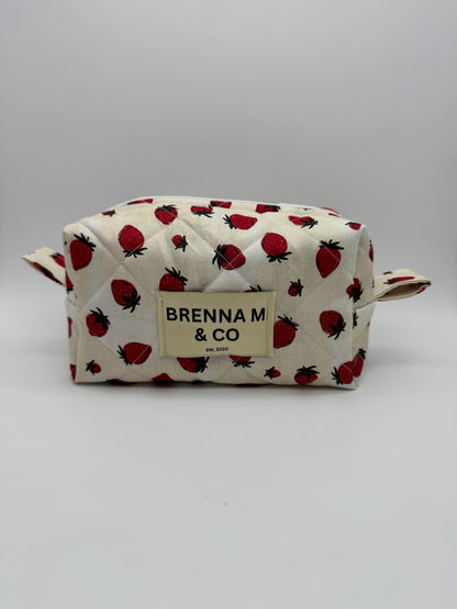 Strawberries & Cream Quilted Pouch