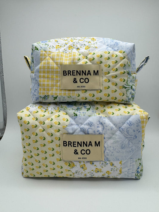 Yellow & Blue Picnic Quilted Pouch