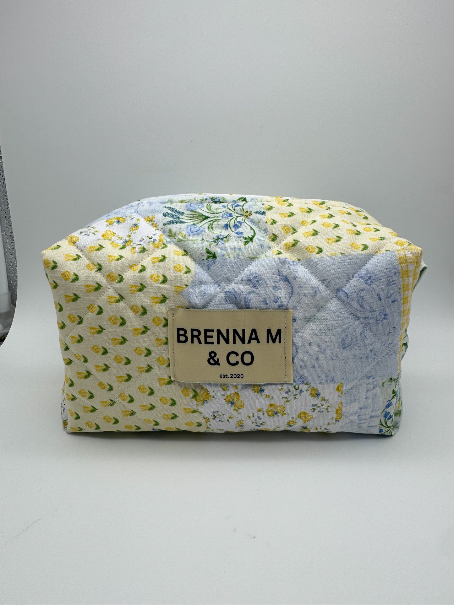Yellow & Blue Picnic Quilted Pouch