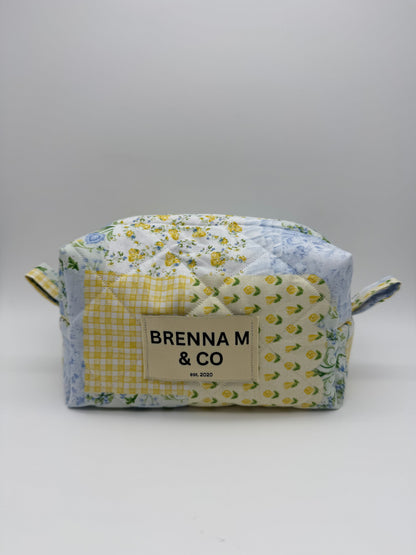 Yellow & Blue Picnic Quilted Pouch