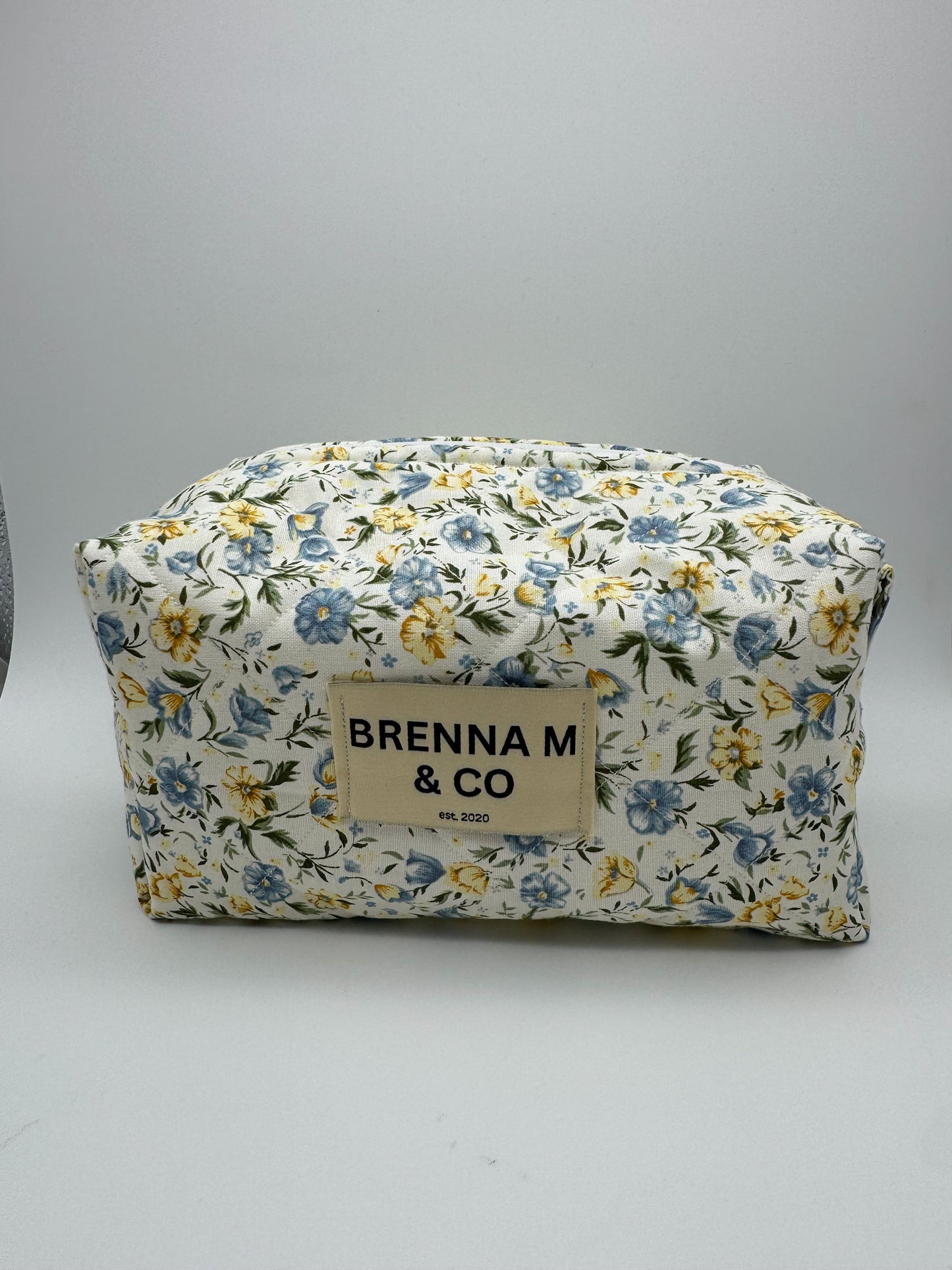 Yellow & Blue Poppy Quilted Pouch