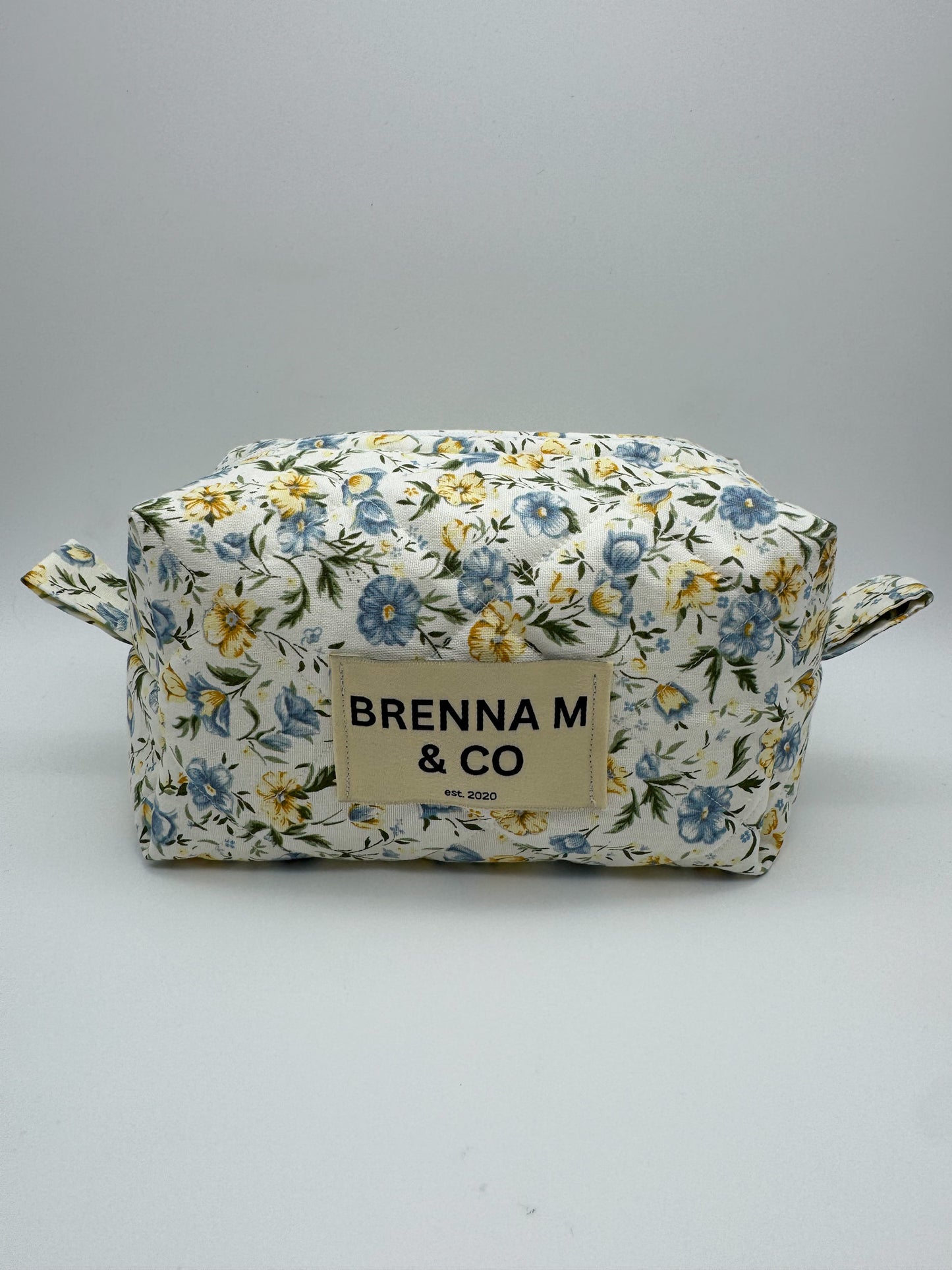 Yellow & Blue Poppy Quilted Pouch