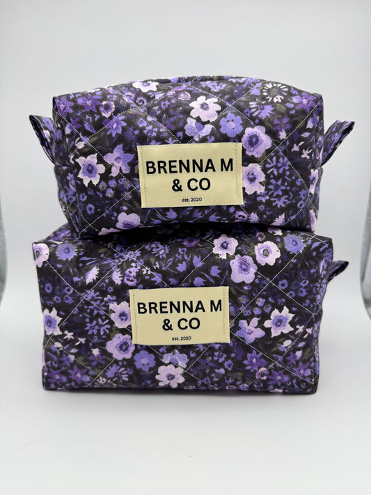 Purple Floral Quilted Pouch