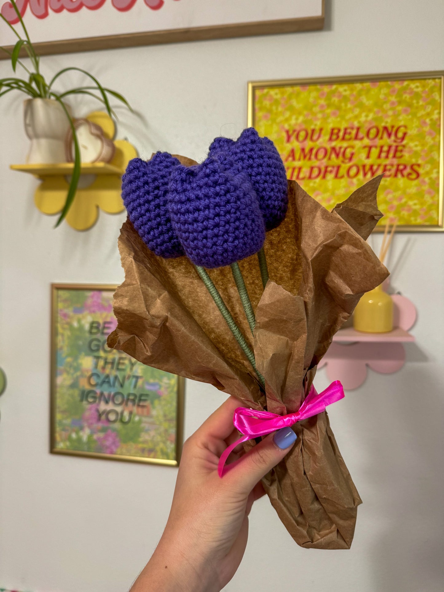 Crochet Dark Purple Tulip Flower