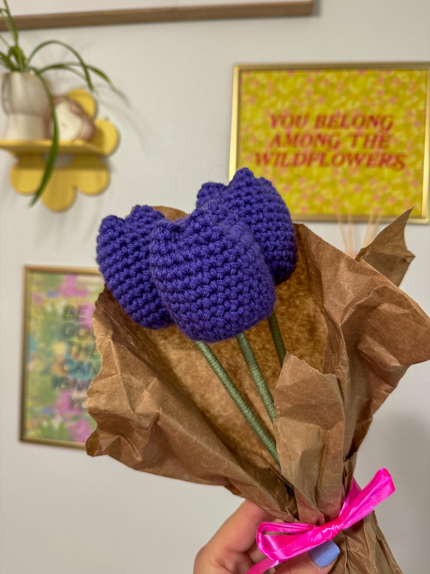 Crochet Dark Purple Tulip Flower