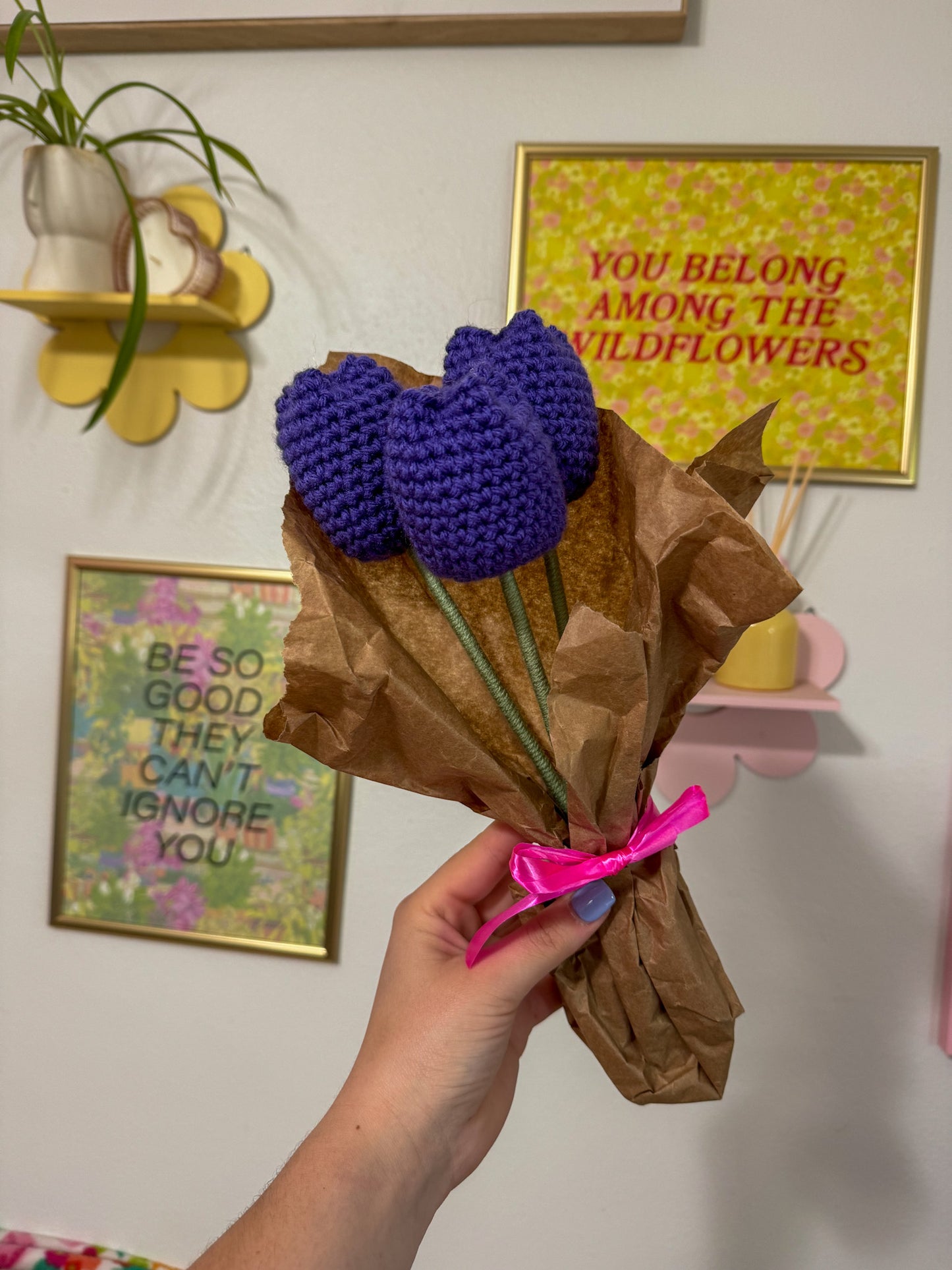 Crochet Dark Purple Tulip Flower