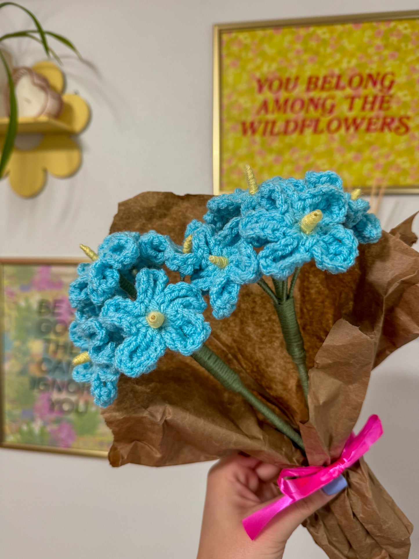 Crochet Blue Forget Me Not Flower