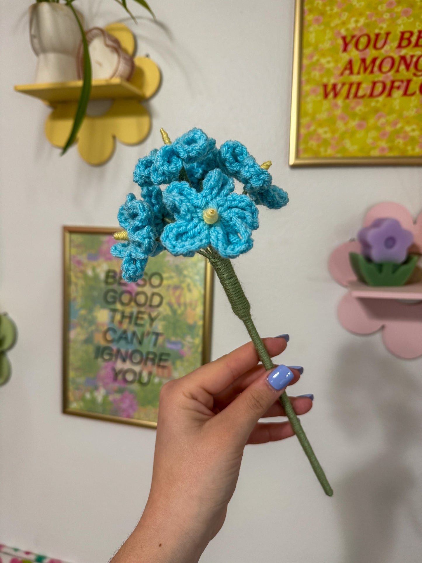 Crochet Blue Forget Me Not Flower