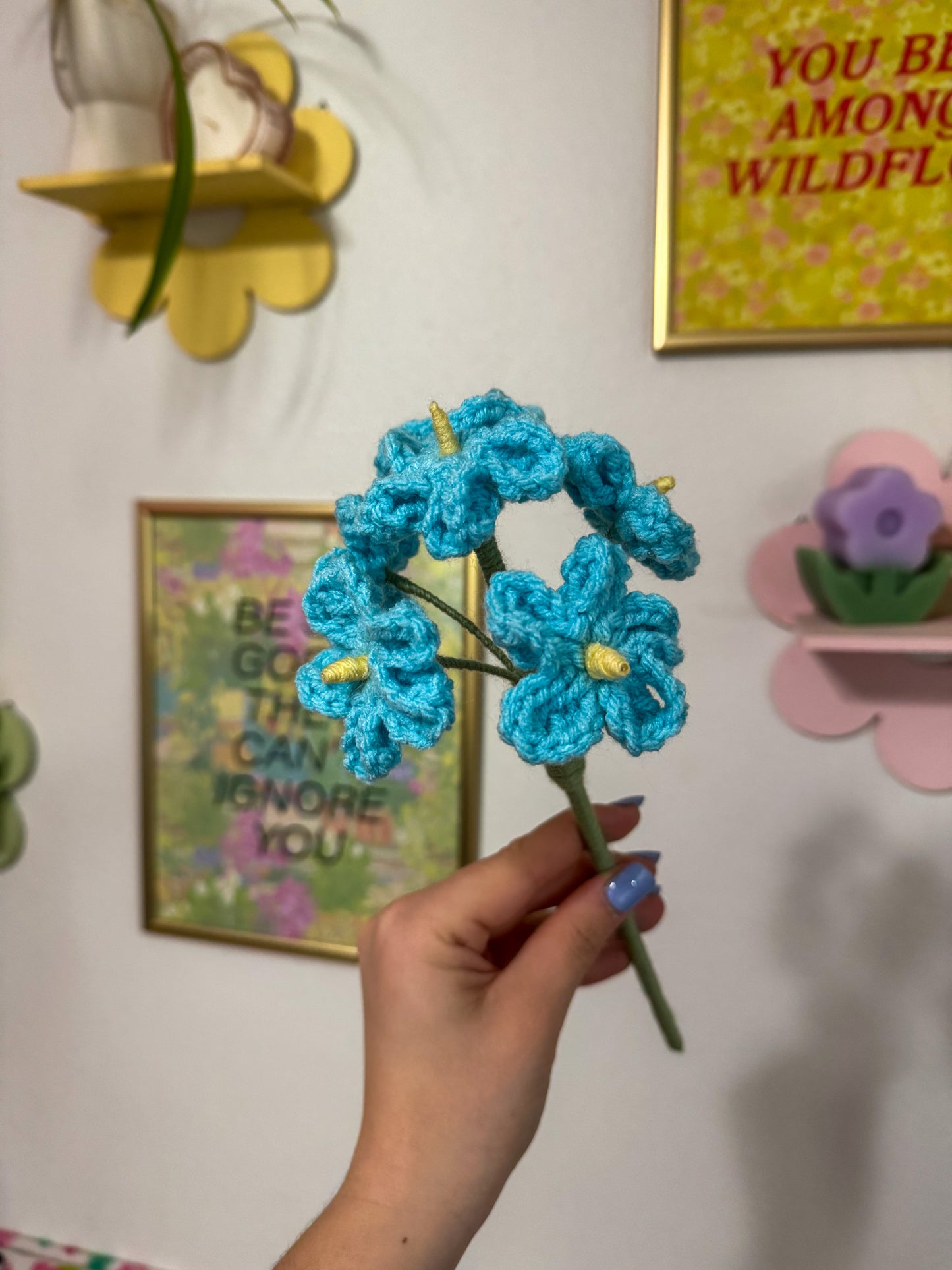 Crochet Blue Forget Me Not Flower