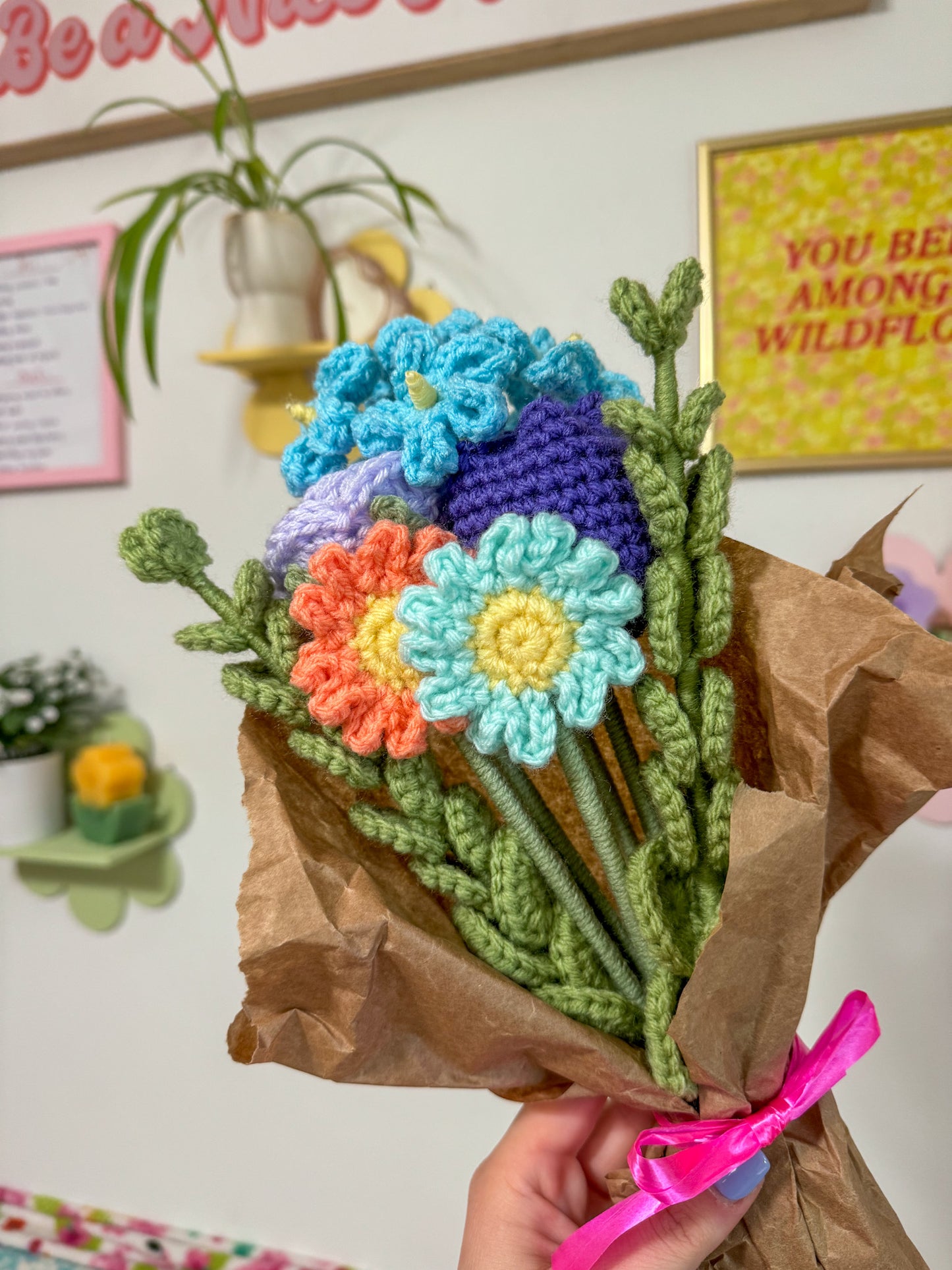 Crochet Light Blue Daisy Flower