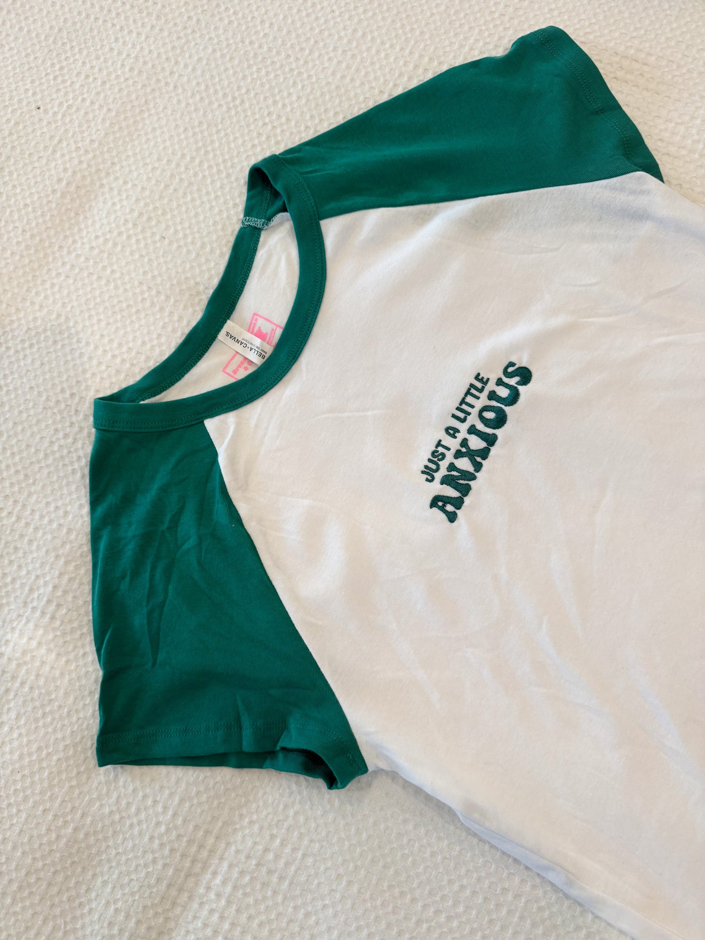 Just a Little Anxious Embroidered Baby Tee
