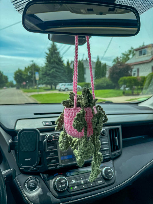 Crochet Pink Hanging Plant