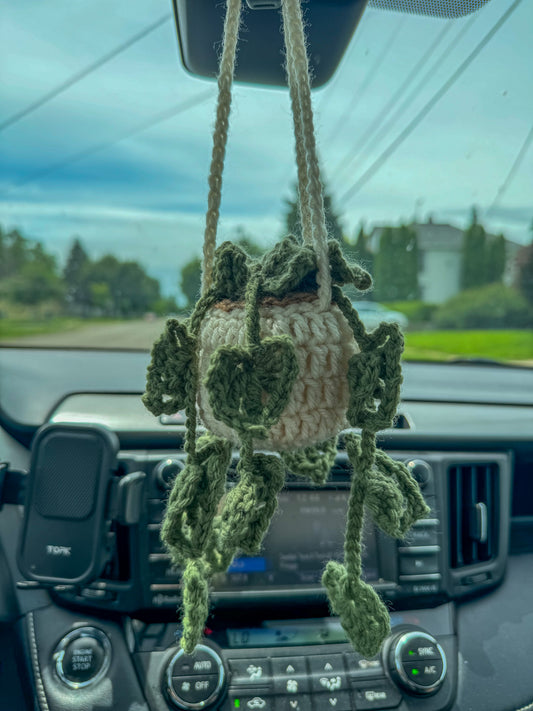 Crochet Cream Hanging Plant