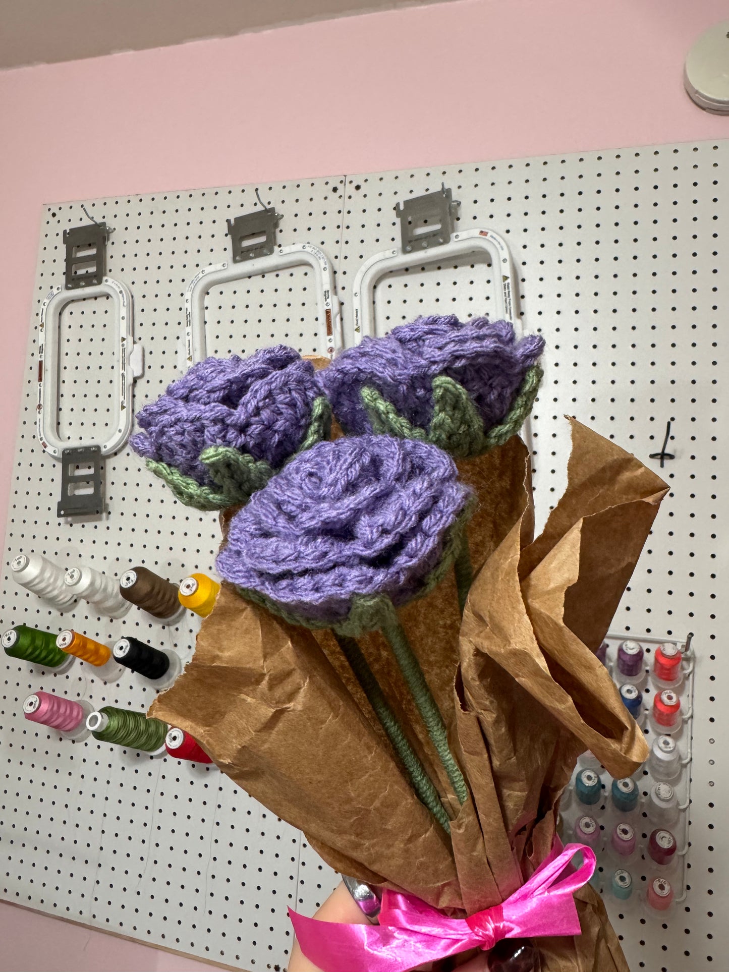 Crochet Dark Purple Rose Flower