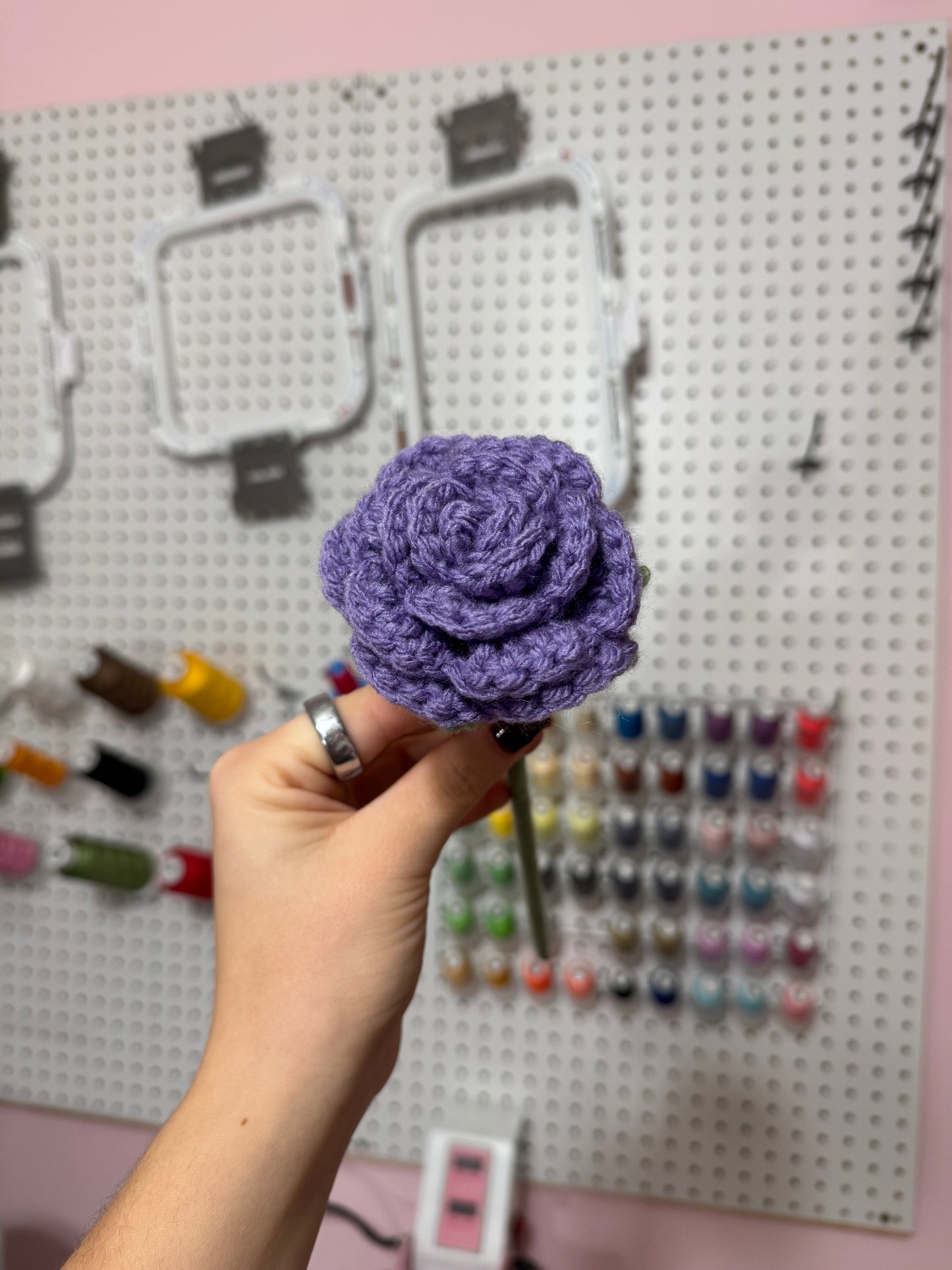 Crochet Dark Purple Rose Flower
