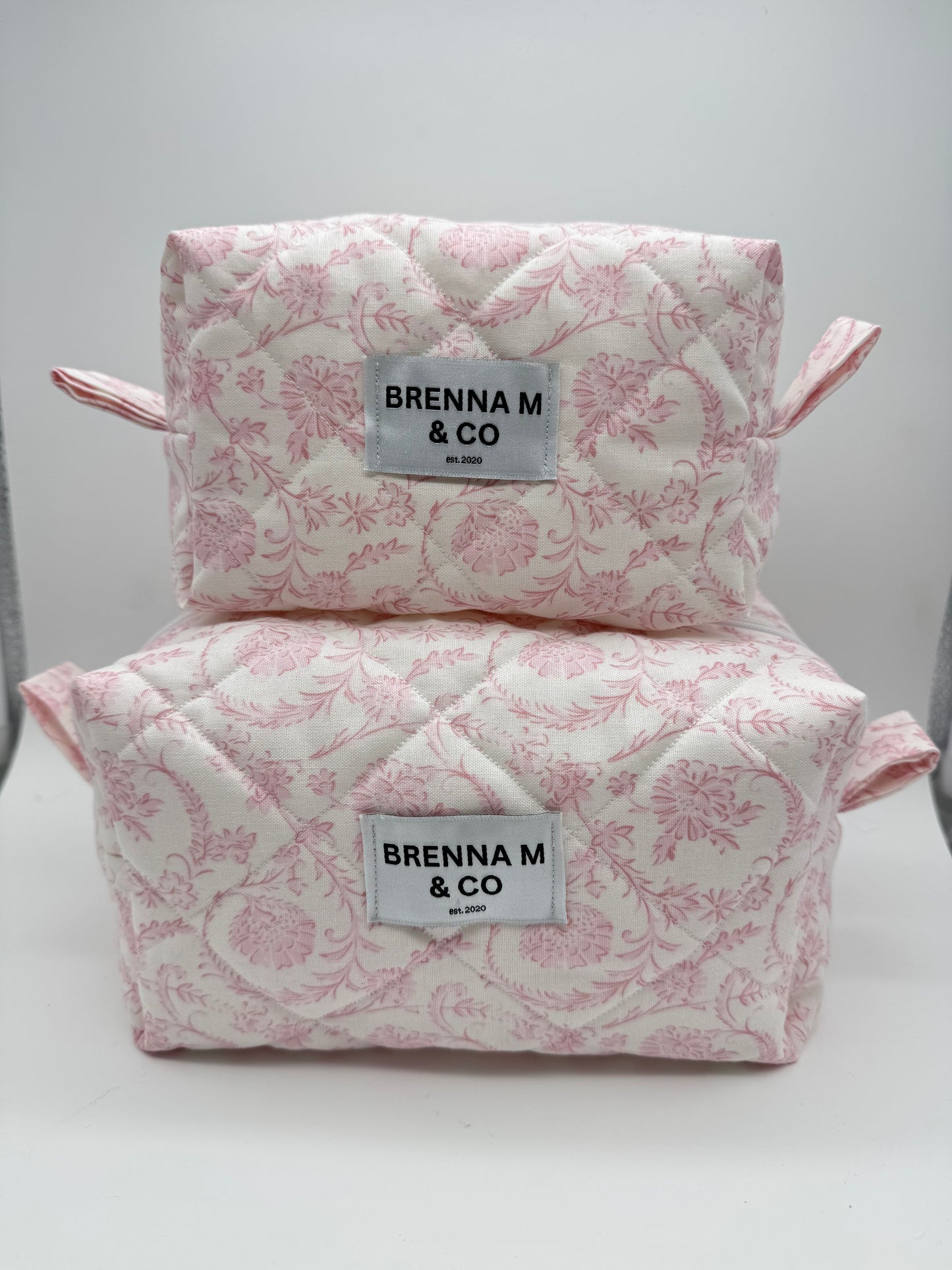 Vintage Pink Quilted Makeup Bag