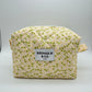 White & Yellow Daisy Quilted Makeup Bag