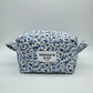 Delicate Blue Floral Quilted Makeup Bag