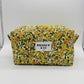 Golden Floral Quilted Makeup Bag