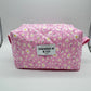 Pink & White Daisy Quilted Makeup Bag