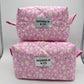 Pink & White Daisy Quilted Makeup Bag