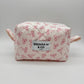 Pink Bow Quilted Makeup Bag