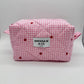 Pink Gingham Heart Quilted Makeup Bag