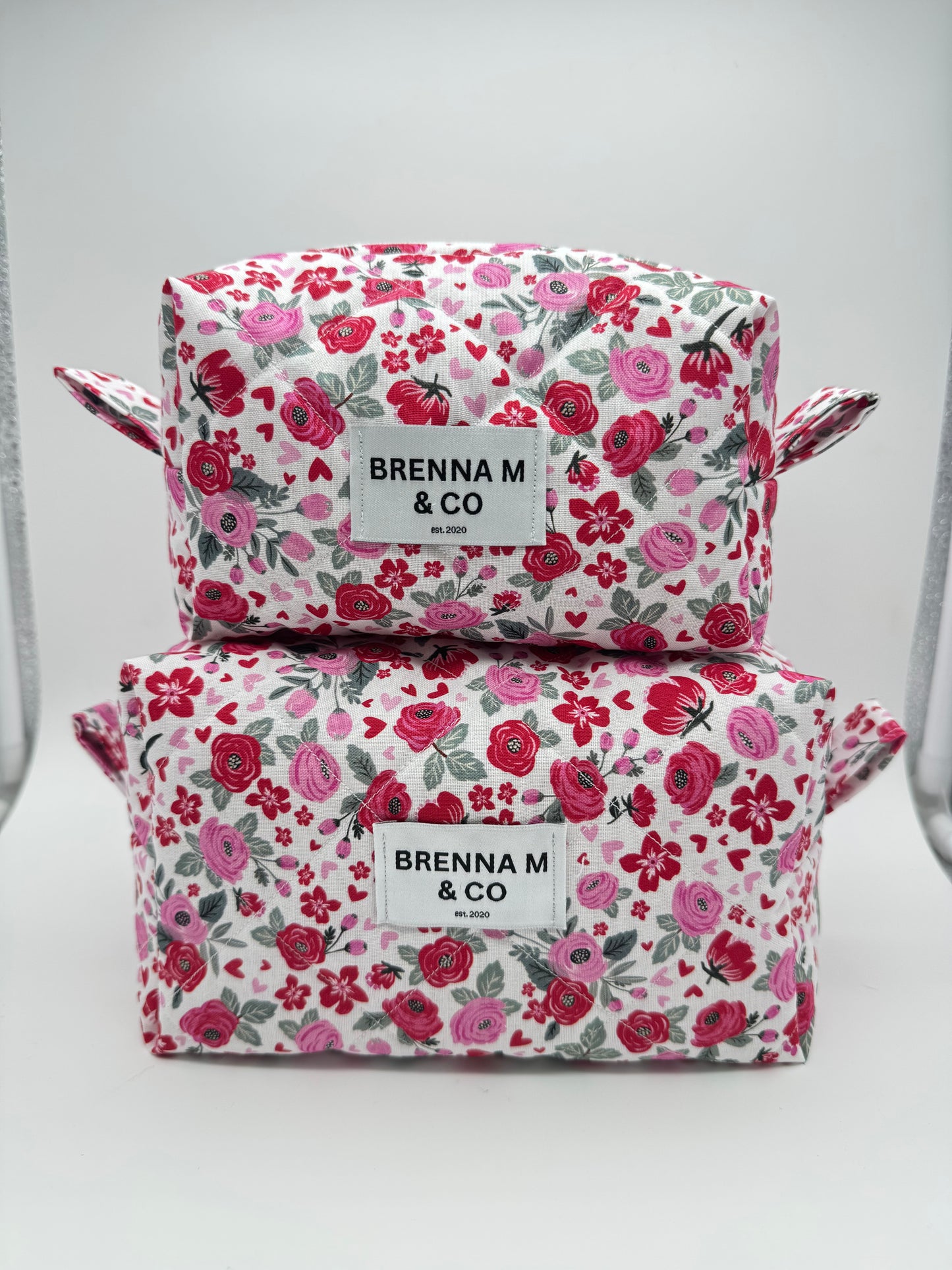 Rosy Meadows Quilted Makeup Bag