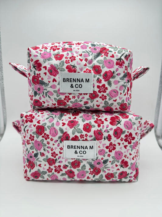 Rosy Meadows Quilted Makeup Bag