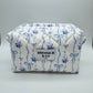 Blue Bow Quilted Makeup Bag