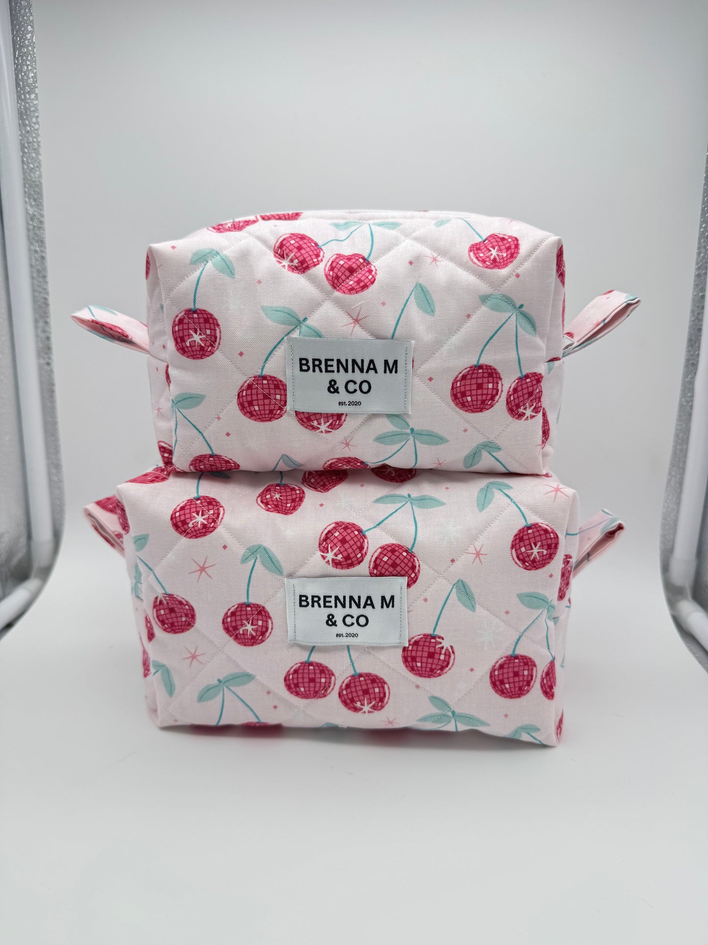 Disco Cherry Quilted Makeup Bag