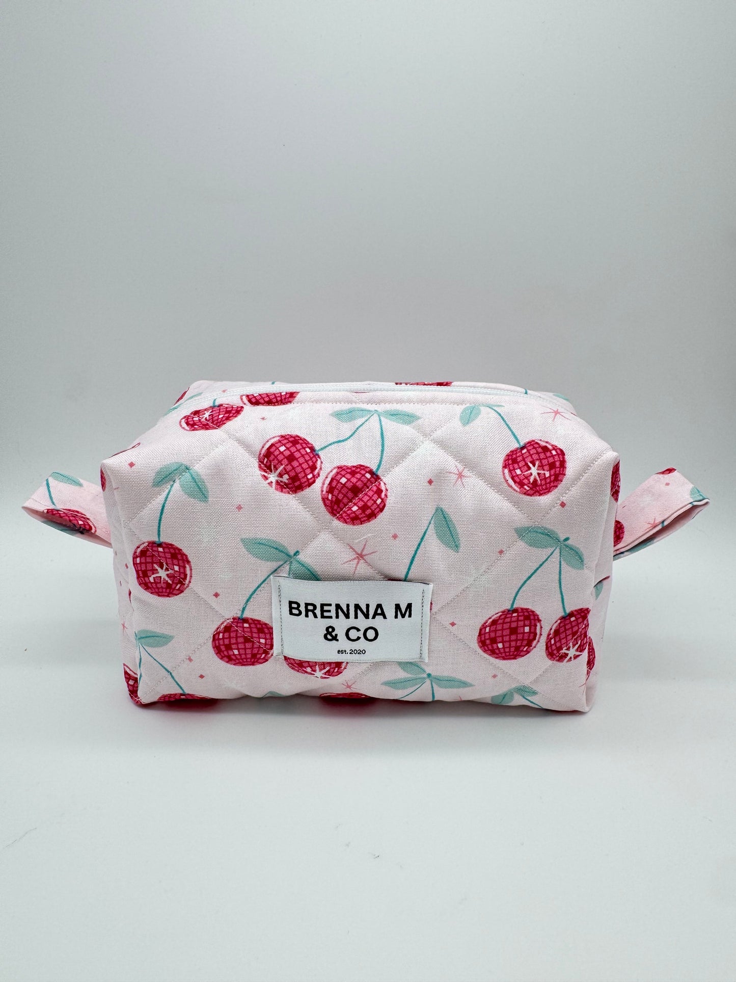 Disco Cherry Quilted Makeup Bag