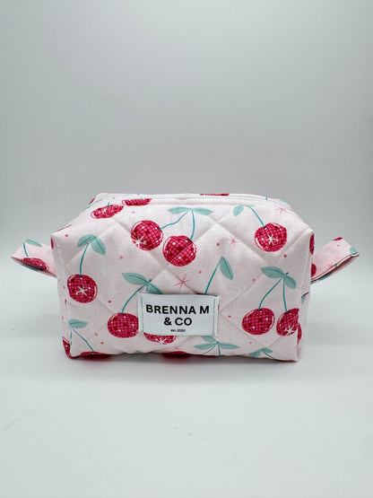Disco Cherry Quilted Makeup Bag