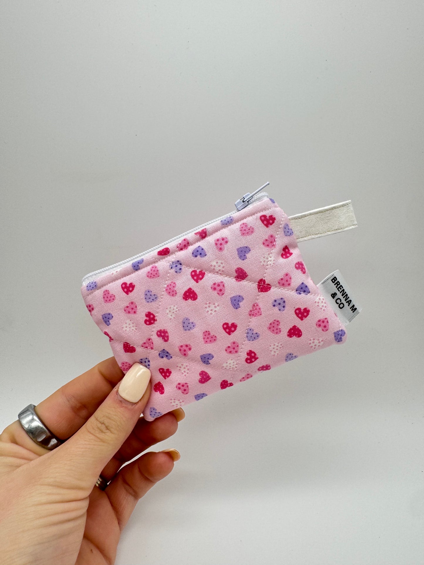 Pink & Purple Hearts Mini Keychain Pouch