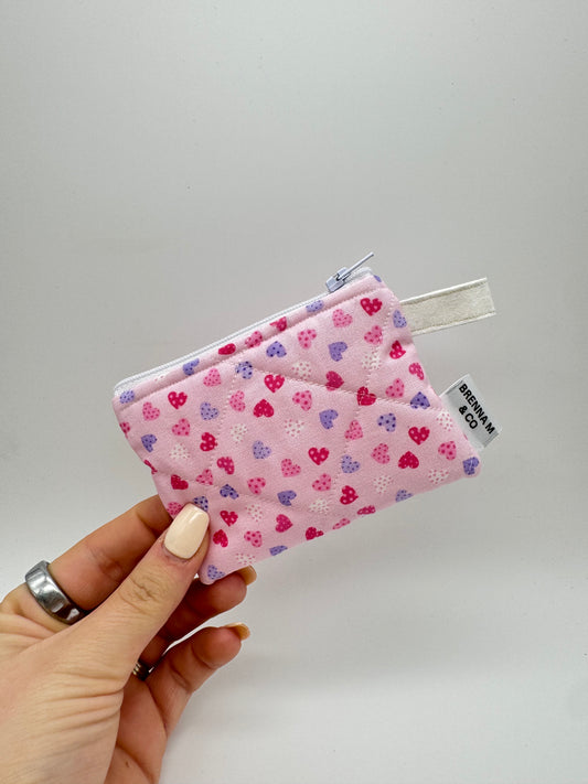 Pink & Purple Hearts Mini Keychain Pouch