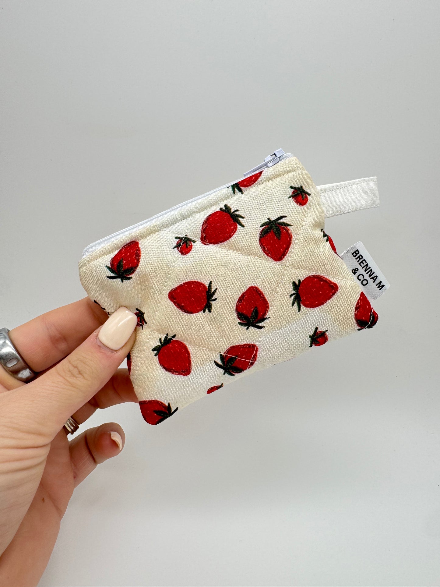 Strawberries & Cream Mini Keychain Pouch