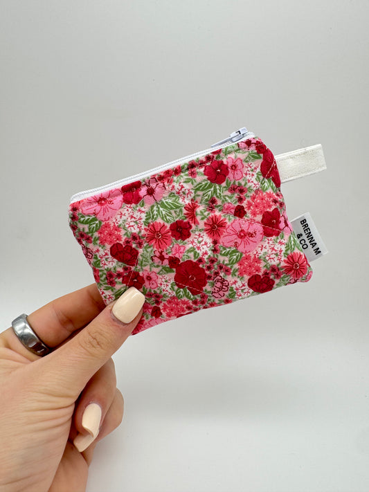 Pink Floral Mini Keychain Pouch