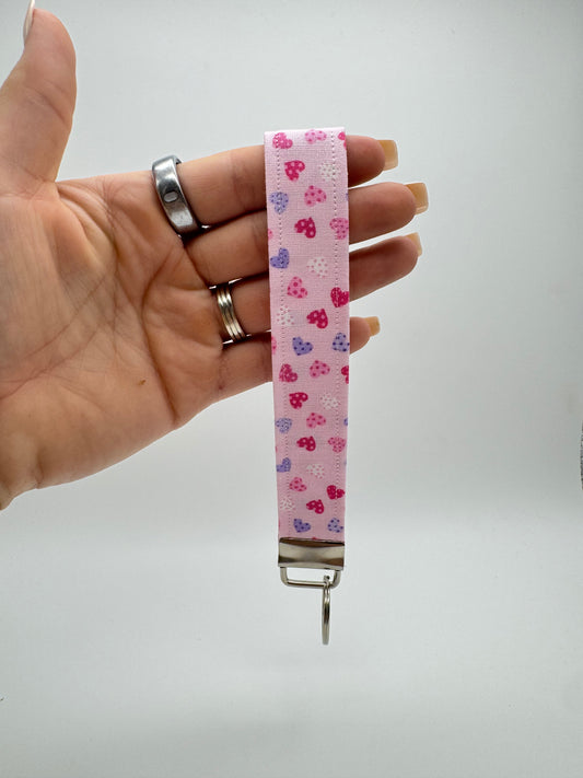 Pink & Purple Hearts Keychain Wristlet