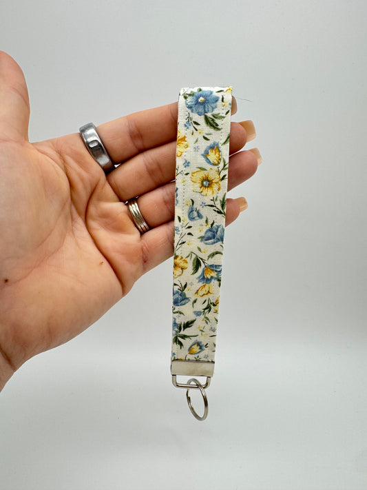 Yellow & Blue Poppy Keychain Wristlet